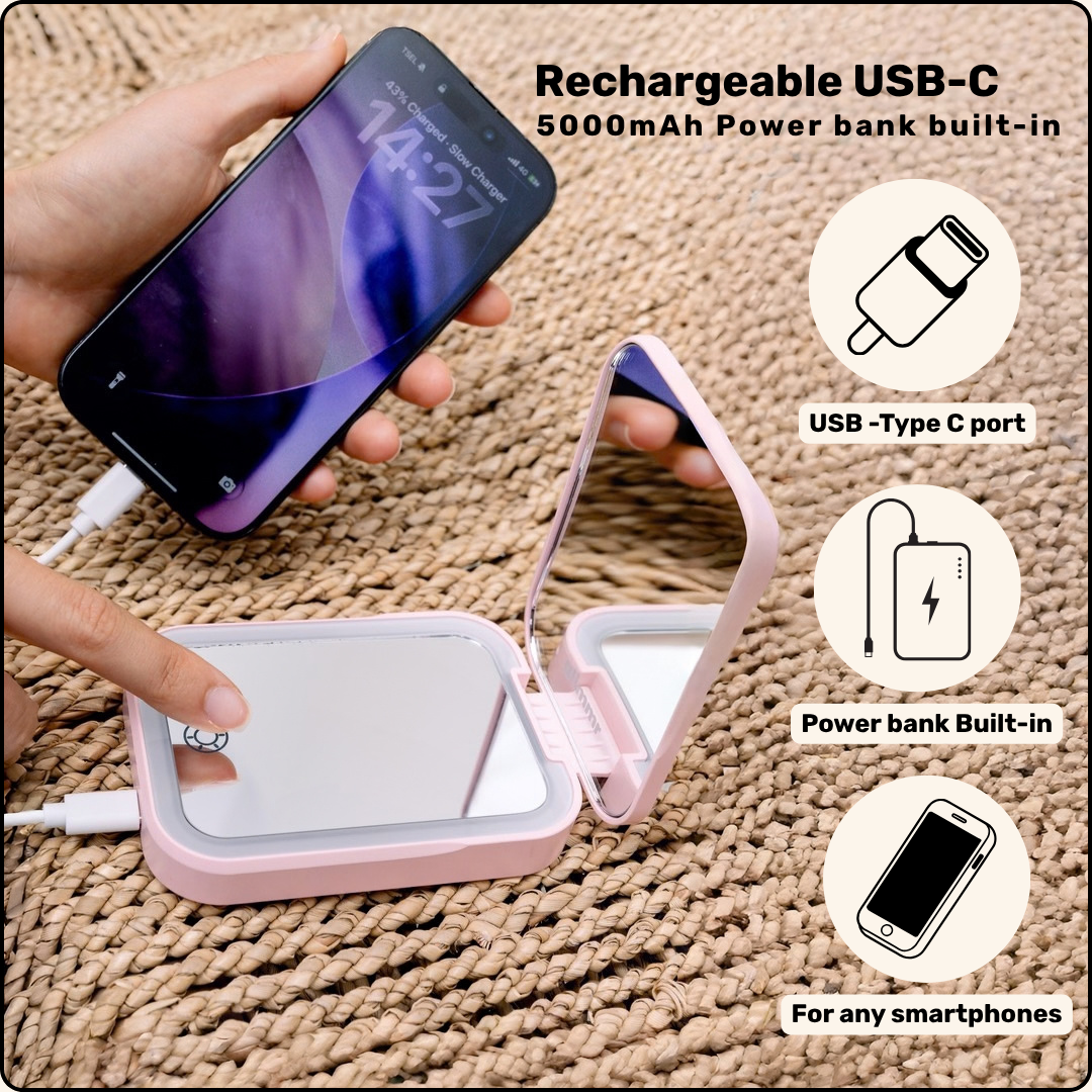 Aura 2-in-1 LED Mirror & Power Bank