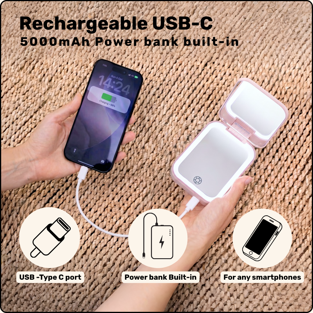 Aura 2-in-1 LED Mirror & Power Bank